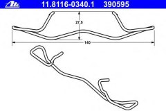 Комплект монтажный тормозных колодок AUDI для MAZDA 3 (BK) 1.4 2004-2009, код двигателя FXJA, V см3 1388, кВт 59, л.с. 80, бензин, Ate 11811603401