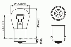 Лампа STANDARD P21W 12V 21W 1987302201 для MAZDA 3 (BK) 1.4 2004-2009, код двигателя FXJA, V см3 1388, кВт 59, л.с. 80, бензин, Bosch 1987302201